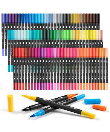 Mogyann Coloring Markers for Adult 100 Colors Dual Tip Brush Pens with Fine Tip and Brush Tip for Coloring and Calligraphy Drawing Multicolor