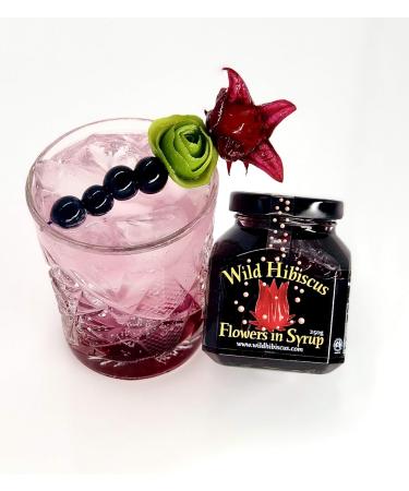 Wild Hibiscus Flowers in Syrup 250g - Exotic Edible Flowers for Cocktails and Desserts - Buy Online on SooperMarket.com