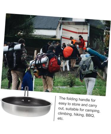 SWOOMEY 1Pc Outdoor Non Stick pan Camping Skillet nonstick Grill pan Stove Grill pan BBQ Grilling pan Broiler pan for Oven Stainless Steel Griddle Round Griddle fold Iron Gas Stove - Buy Online on SooperMarket.com
