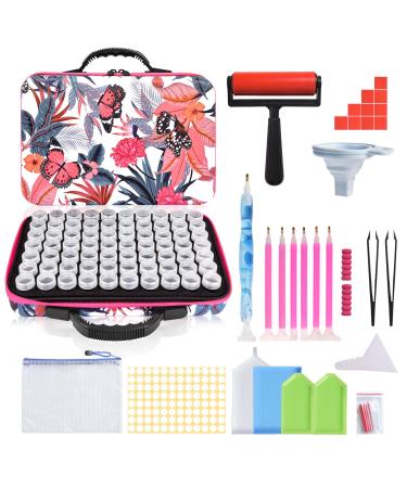 AYIYUN 70 Slots Diamond Painting Storage Containers  5d Diamond Art Accessories and Tools  Diamond Painting Accessories Kit DIY Art Craft Jewelry Beads Rhinestones Organizer Box (Cerise)