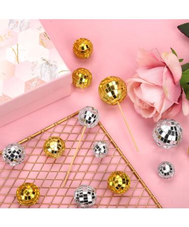 30pcs Disco Ball Cupcake Toppers Mini Disco Ball Picks Retro Cake Decorations with Stick 70s Disco Theme Party Supplies for Dessert Birthday Decor Ornament (Silver Gold) - Buy Online on SooperMarket.com