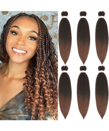 Xusuperb Pre Stretched Braiding Hair Short 16 inch Ombre Short Easy Braids Extensions Black Braun Kanecalon Kunsthaar 6 Packs Soft Yaki-Textur braids Hair extensions (T1B/30#) 40.6 cm (6 Series Pack) T1B/30#