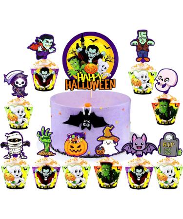 72 Pcs Halloween Cupcake Toppers Cupcake Liners Pumpkin 40 Pcs Cupcake Wrapper and 40 Pcs Cupcake Toppers muffin Case Trays for Halloween Birthday Decoration Party Supply (72 pcs) - Buy Online on SooperMarket.com