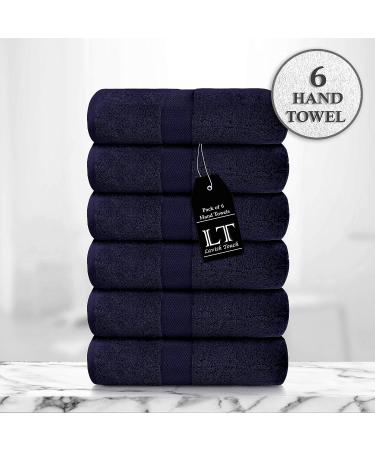 Lavish Touch Hand Towels - Luxury Spa Quality 100% Cotton 600 GSM Pack of 6 | Soft, Highly Absorbent Midnight Hand Towels for Bathroom, Kitchen, Hotel, Gym - Buy Online on SooperMarket.com