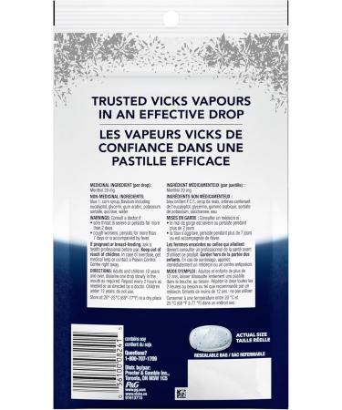 Vicks Vapoinhaler Nasal Decongestant with Soothing Vapors & VapoCOOL Max Medicated Drops for Temporary Cough and Sore Throat Relief Lozenges Winterfrost Flavour 40 Count - Buy Online on SooperMarket.com