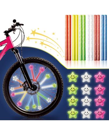 Johiux 24 pieces of spoke reflectors Bicycle Children Bicycle Accessories Children Cats Bicycle Children Colorful Bike Spokes Spokes Reflecting Star Reflectors Bicycle.No warning correct