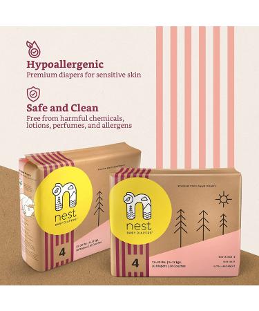 Nest Baby Diapers Size 4 (120 Count) | Premium Plant-Based Diapers for Sensitive Skin | Fragrance-Free | 23-30 lbs - Buy Online on SooperMarket.com