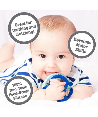 OgoBolli Gummi Teething Ring Sensory Ball Toy for Babies & Toddlers - Non-Toxic Silicone - Blue Blueberry - 6+ Months - Buy Online on SooperMarket.com