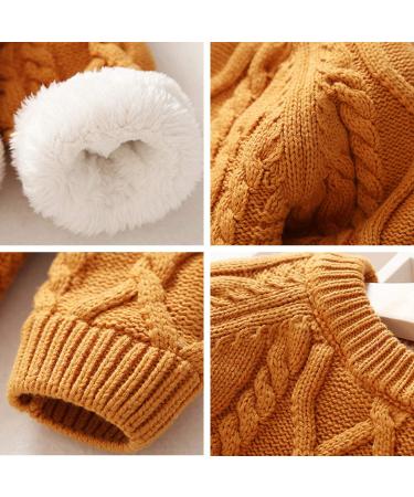 De feuilles Toddler Unisex Cable Knit Pullover Sweater with Warm Lining - Yellow (18-24 Months) - Buy Online on SooperMarket.com