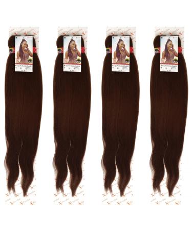 x-pression 4 PACK LAGOS BRAID Pre-Pulled Hair Extension 46'' Inch 2 IN A Pack (Colour 33 Dark Brown) auburn brown 46"