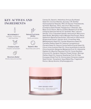 Buy MONAT Berry Refined Scrub - Exfoliating Mask with AHAs & Cranberry Seeds | Perfect Skin Brightening | 87ml - Buy Online on SooperMarket.com