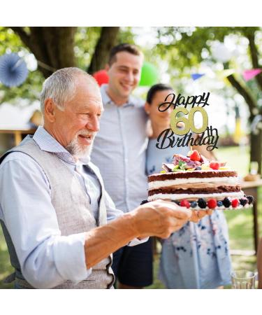 Sumerk 60th Birthday Cake Attachments - Gold & Black Decoration Accessories | Perfect for 60th Birthday Party - Buy Online on SooperMarket.com