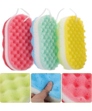 Supvox Bath Sponge Stool - 3 Pack Massager & Scrubber Pad for Peeling Skin | Yellow Red Blue | Perfect for Men & Women - Buy Online on SooperMarket.com