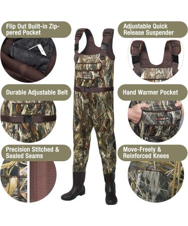 HISEA Neoprene Chest Waders with Boots - Truetimber Drt Camo, Size 11 | Men's Duck Hunting Waders - Buy Online on SooperMarket.com