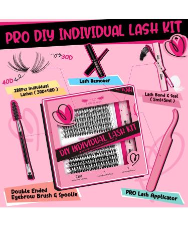 PRO DIY Eyelash Extension Kit - 280 PCs Individual Eyelashes Applicator & Brush for Beginners | 30D+40D 9-15 Mix - Buy Online on SooperMarket.com
