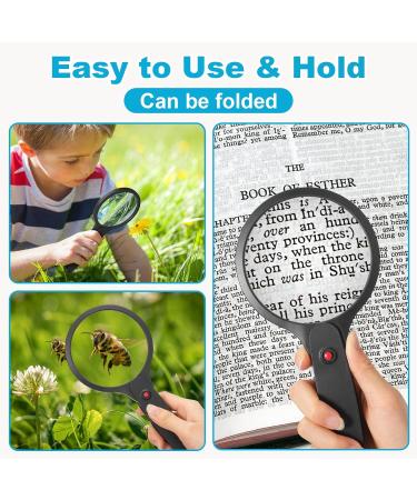 5X Rechargeable Hands-Free Magnifying Glass for Reading with 50 Ultra-Bright LEDs Light Full Page Magnifier for Neck Wear with 10X Foldable Handheld Magnifying Glass for Low Vision Person(Black) - Buy Online on SooperMarket.com
