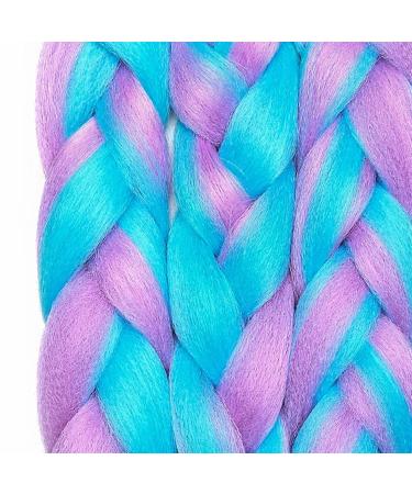 Tess Braids Extensions - Light Purple/Blue Jumbo Kanekalon 60cm Ombre Hair Braid (100g) for Box Braids - 1 Piece - Buy Online on SooperMarket.com