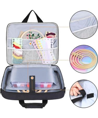 LLYWCM Embroidery Project Bag - Multifunctional Storage for Floss, Crochet Hooks & Sewing Accessories (Black) - Buy Online on SooperMarket.com