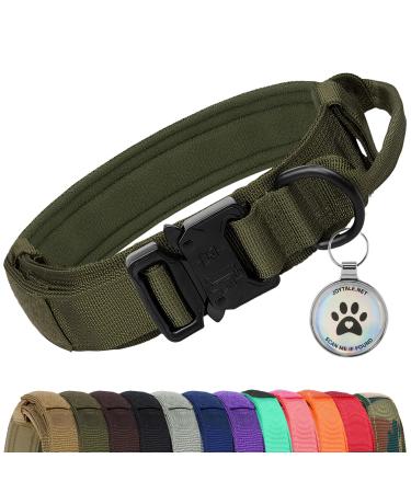 Joyal tactical dog collar |Dog collar with handle |Dog collar medium -sized dogs with QR code dog brand army -green m m arme -green