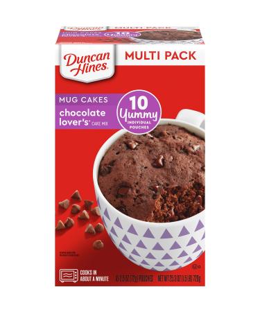 Duncan Hines Mug Cakes, Chocolate Lovers Cake Mix, 25.3 oz (10 Individual 2.5 oz Pouches)