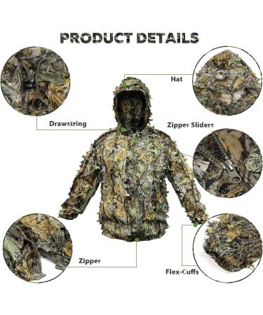 ANYDKE Ghillie Suit Camouflage Hunting Suits - Lightweight Breathable 3D Leaf Camo Clothing for Jungle Shooting, Airsoft, Photography - Fits 5.9-6.2ft Tall - Ideal for Outdoor Activities and Halloween - Buy Online on SooperMarket.com