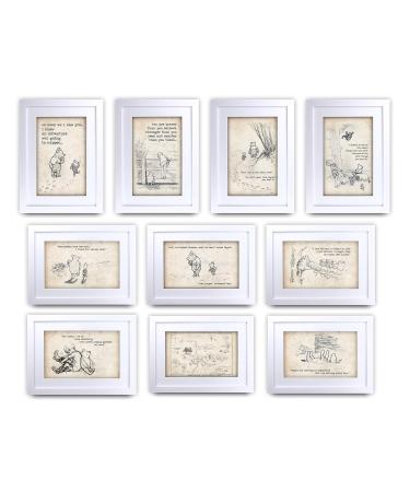 HWC Trading FR Winnie the Pooh All 10 Collection of A4 Framed Printed Quote Nursery Print Baby Shower Room Gifts New Born Bedroom Print Photo Picture Frame Display (Framed) All 10 Collection