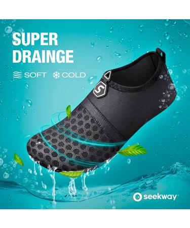 SEEKWAY Water Shoes Quick-Dry Aqua Socks | Beach Pool Swim Yoga | Women Men SK001 Black - Buy Online on SooperMarket.com