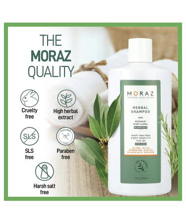 Moraz Men's Herbal Shampoo - Clarifying & Moisturizing Formula for Normal Hair - Strengthen Hair Roots - 17 oz - Buy Online on SooperMarket.com