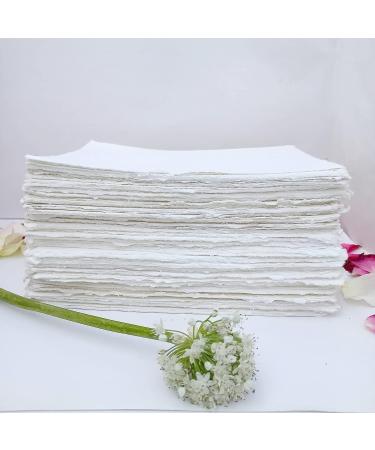 E-Tailor Handmade Cotton Deckle Edge Paper Loose Leaf Sheets for Sketch Painting Invitatons Art Work Kids 130 GSM Ivory White ( HPDW-102-3x5-50-Sheets ) 3x5" - Buy Online on SooperMarket.com