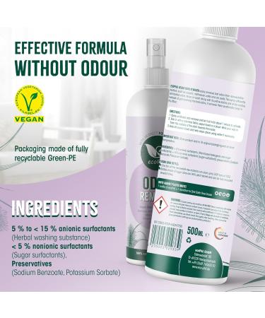 Organic Odor Remover for PETS | Unscented Vegan & Eco-Friendly | Ideal Pet Spray Odor Eliminator for Dog & Cat Urine | Removes Odor from Urine Feces & Vomit | Made in Germany | 500 ML - Buy Online on SooperMarket.com