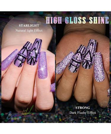 MEET ACROSS Reflective Glitter Gel Polish Set - Sparkly Shiny Disco DJ Nail Varnish - 12PCS 8ML Soak Off UV LED Gel - Buy Online on SooperMarket.com