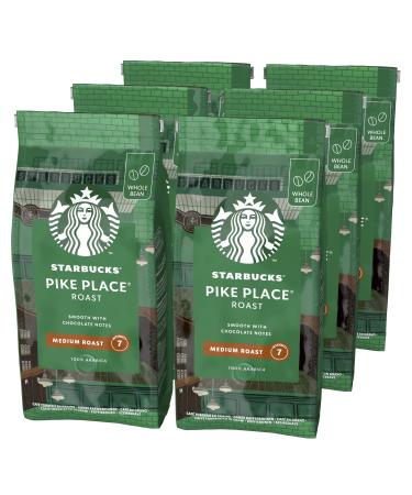 STARBUCKS Pike Place Roast Medium Roast Whole Coffee Beans 200 g (Pack of 6) Pike Place Unflavoured 200 g (Pack of 6)