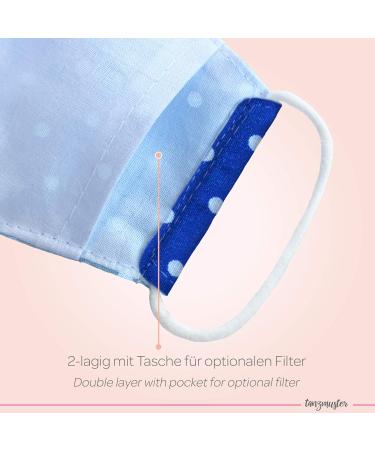 Dance Pattern Washable Cotton Mask for Kids & Adults - 2-Layer with Nose Bracket & Filter Bag - Oeko-Tex Standard 100 - Blue & White Dots (1 Pack) - Buy Online on SooperMarket.com