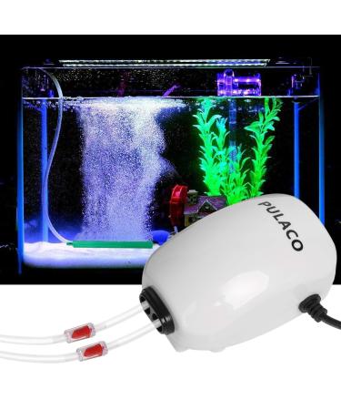 PULACO Ultra Quiet Aquarium Air Pump Dual Outlet , Fish Tank Aerator Pump with Accessories, for Up to 100 Gallon Tank