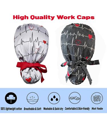 YUESUO 2 Pack Working Caps with Buttons and Sweatband - Adjustable Cotton Hats for Women & Men - Ideal for Long Hair - Shower Caps Included - Buy Online on SooperMarket.com