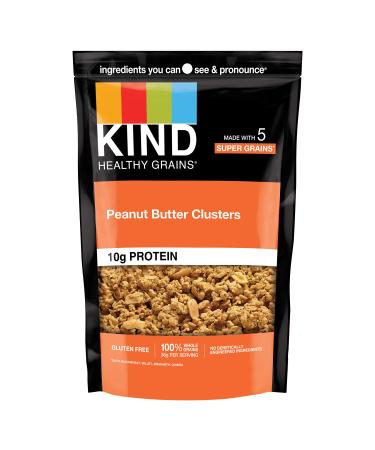 KIND Healthy Grains Clusters, Peanut Butter Granola, Healthy Snacks, Gluten Free, 10g Protein, 6 Count