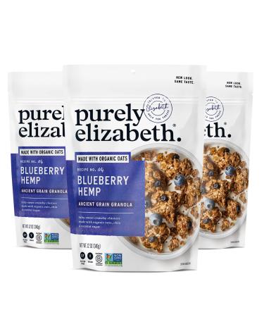 Purely Elizabeth, Blueberry, Ancient Grain Granola, Gluten-Free, Non-GMO (3 Ct, 12oz Bags) 12 Ounce (Pack of 3) Blueberry Hemp