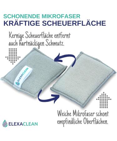Elexaclean Flush Sponge Pot Cleaner Set - 3 Washable Microfiber Sponges (10x8 cm Gray) - Reusable Kitchen Cleaning Solution - Buy Online on SooperMarket.com