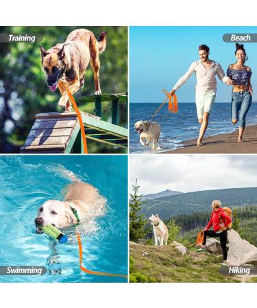 Suplutux 10m Dog Leash with Storage Bag - Durable Training Line for Large & Small Dogs - D-Carabiner & Grip Pad - Orange - Buy Online on SooperMarket.com