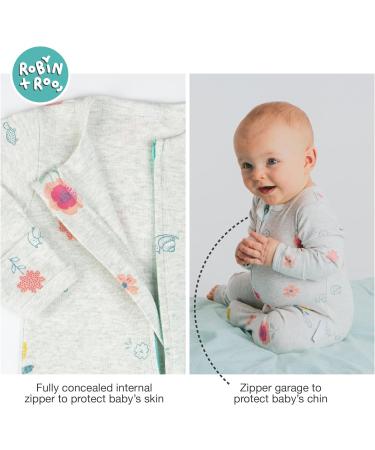 100% Cotton Two-Way Zipper Baby Sleepsuit Unisex Onesie Romper 12-18 Months - Flower Design - Buy Online on SooperMarket.com