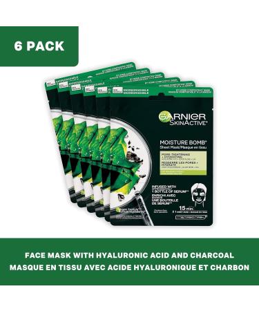 Garnier Moisture Bomb Purifying Sheet Mask with Hyaluronic Acid and Charcoal 6 Pack 6 x 28 g - Buy Online on SooperMarket.com