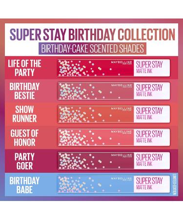 Maybelline Super Stay Matte Ink Liquid Lipstick - Limited Edition Birthday Cake Scented Shade Show Runner 0.17 Fl Oz - Buy Online on SooperMarket.com