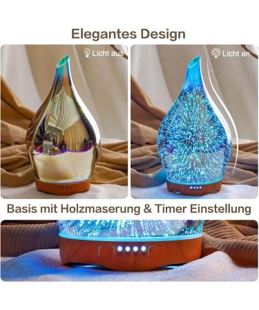Porseme 280ml Aroma Diffuser with Remote Control | Hand Blown 3D Fireworks Humidifier | Quiet Ultrasonic with 7 LED Colors | Automatic Power-Off & Timer | Perfect for Apartments & Yoga - Buy Online on SooperMarket.com