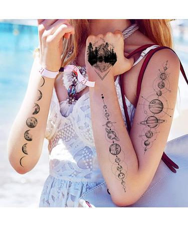 JOEHAPY 33 Sheets Black Outer Space Temporary Tattoos - Geometric Planets and 3D star designs for Kids and Adults - Buy Online on SooperMarket.com