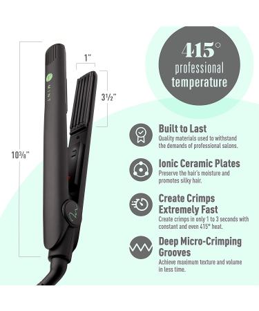 MINT Professional Series 1 Inch Hair Crimper Iron | Deeper Ceramic Plates for Fast Crimps - Maximum Volume and Root Lift - Dual-Voltage Travel-Ready - Buy Online on SooperMarket.com
