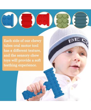Sensory Chew Tubes 4 Pack - Silicone Oral Motor Tool for Autistic Children - BPA Free Teether Toys for Babies 3-12 Months - Buy Online on SooperMarket.com