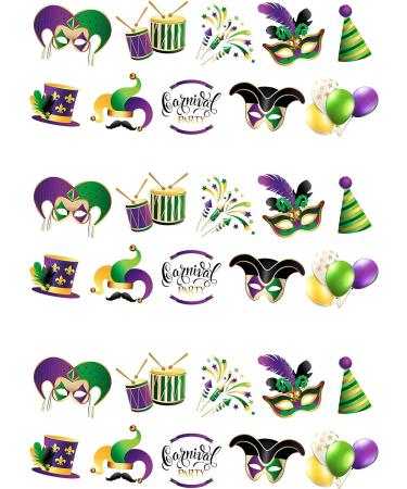 30 Stand Up Mardi Gras Carnival Fiesta Themed Edible Wafer Paper Cake Toppers Decorations - Buy Online on SooperMarket.com