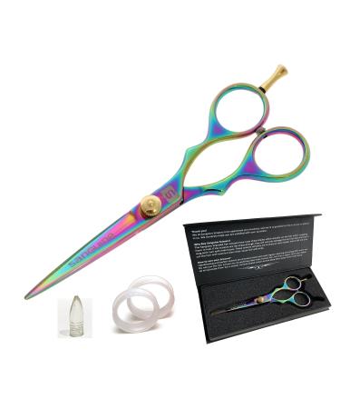 Professional Hair Cutting Scissors Hairdressing Scissors Ultra-Sharp Japanese Convex Blades Titanium Coated - 5.5 inch Includes Case