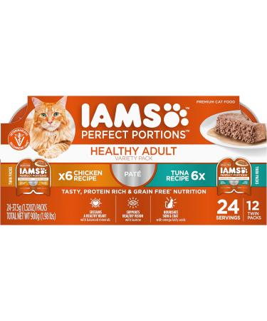 IAMS Perfect Portions Healthy Wet Cat Food Adult Grain Free Pat - Chicken and Tuna 75 g Pack of 1 & Perfect Portions Healthy Wet Cat Food Adult Grain Free Cuts in Gravy - Buy Online on SooperMarket.com