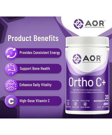 AOR Ortho C+ 240g Powder High-Potency Vitamin C Ascorbic Acid - Electrolyte Formula with Magnesium & Calcium Ascorbate Supports Skin & Blood Vessel Function Electrolyte Powder for Everyday Wellness - Buy Online on SooperMarket.com